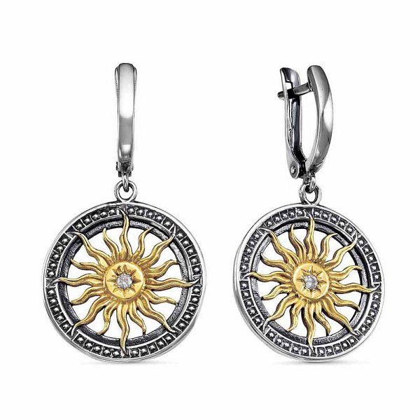 Серьги Красная пресня - Серебро 925, Фианит (арт. 3389998-1)