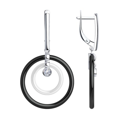 Серьги Diamant - Серебро 925, Керамика, Фианит (арт. 94-121-01275-1)