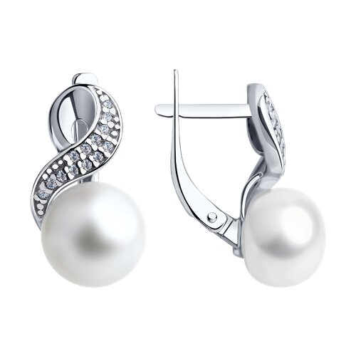 Серьги SOKOLOV - Серебро 925, Жемчуг культивированный, Фианит (арт. 94022592)