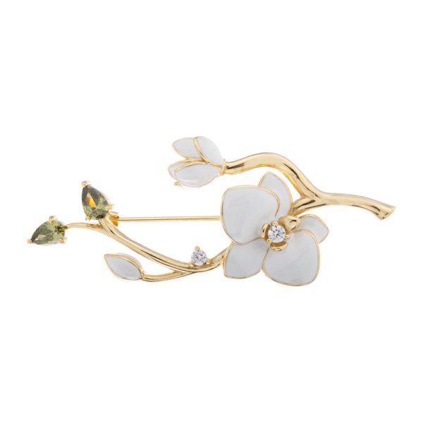 Брошь Мастер Клио - Серебро 925, Перидот, Фианит, Эмаль (арт. 17В153041)