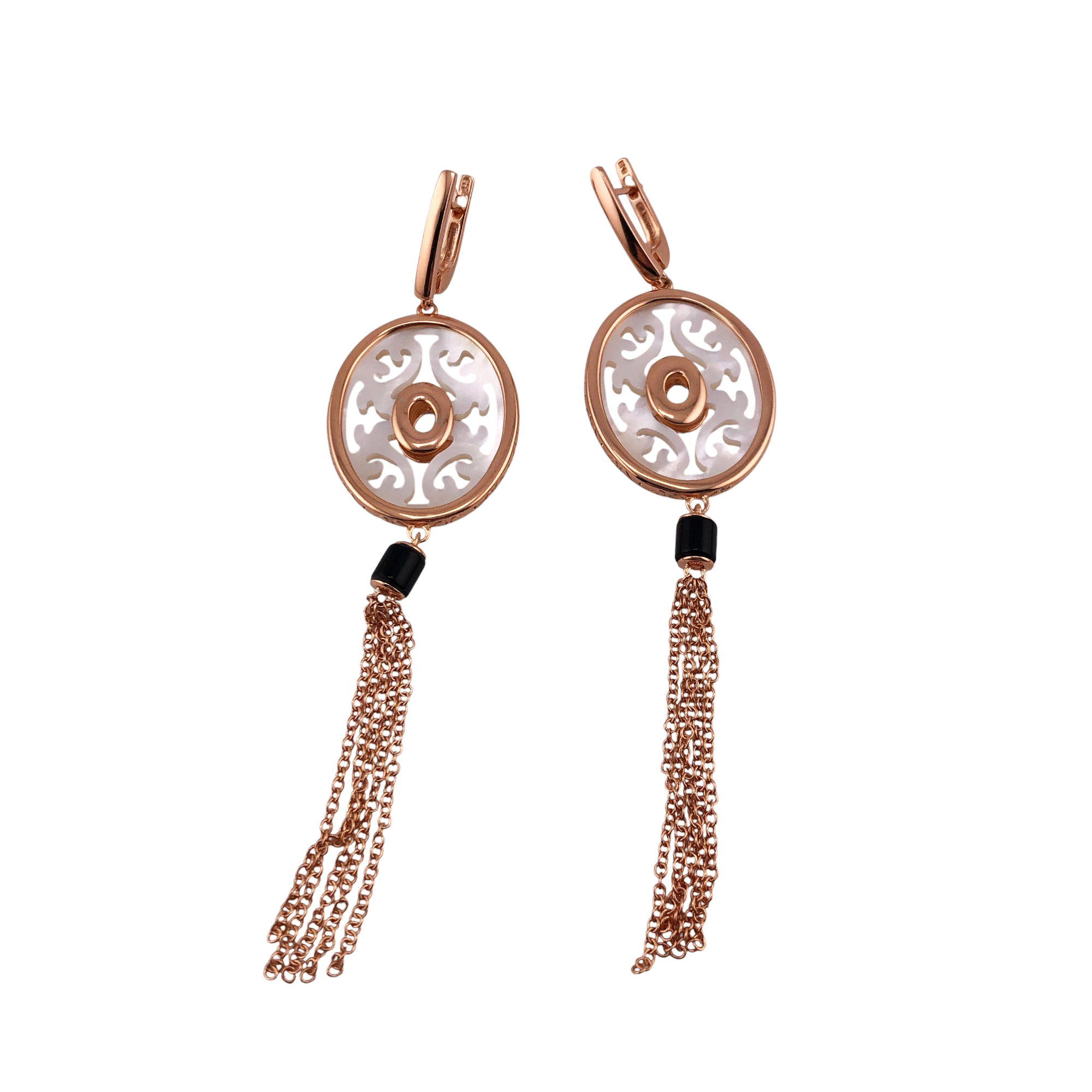 Серьги Кабаровских - Серебро 925, Оникс, Перламутр (арт. 12-7030-6287)