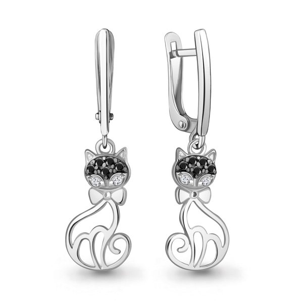 Серьги Аквамарин - Серебро 925, Фианит (арт. 400774АЧ.5)