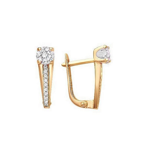 Серьги ЮФ Династия - Золото 585, Фианит (арт. 000482-1102)