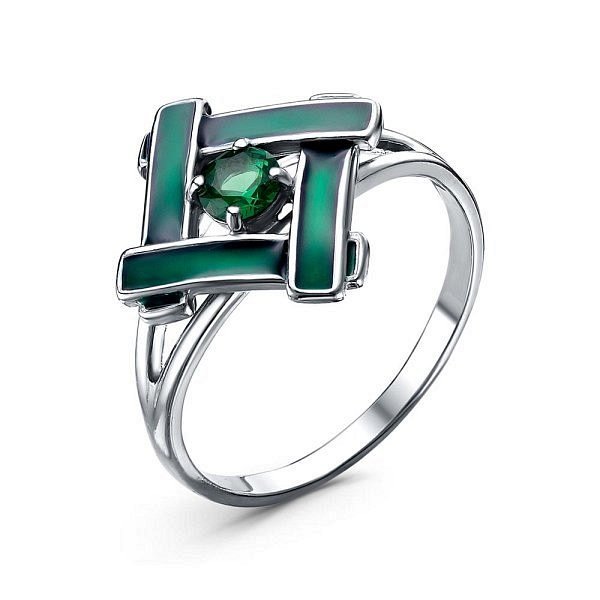 Кольцо Красная пресня - Серебро 925, Синтетическая шпинель, Эмаль (арт. 23814678Пл7)