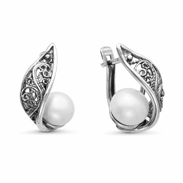 Серьги Красная пресня - Серебро 925, Жемчуг культивированный (арт. 3338516)