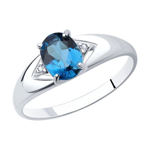 Кольцо SOKOLOV - Серебро 925, Топаз лондон, Фианит (арт. 92011504)