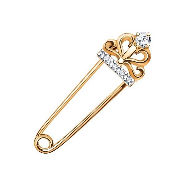 Булавка Атолл - Золото 585, Фианит (арт. 7206)