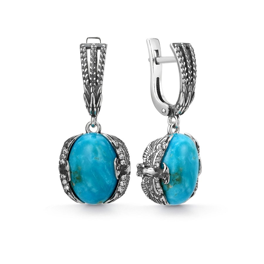 Серьги Дар - Серебро 925, Бирюза, Фианит (арт. С-5235ок43800)