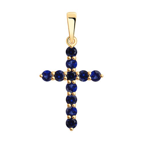 Подвеска SOKOLOV - Золото 585, Синтетический сапфир (арт. 732842)