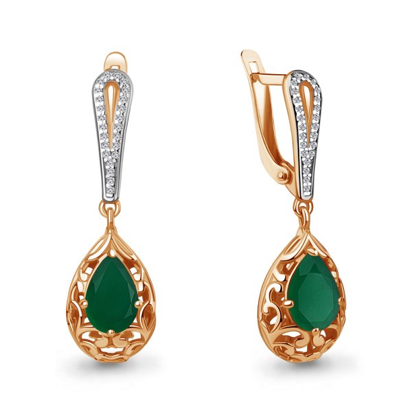 Серьги Аквамарин - Серебро 925, Агат, Фианит (арт. 4438209А.6)