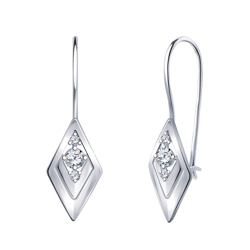 Серьги Атолл - Серебро 925, Фианит (арт. 22147-925)