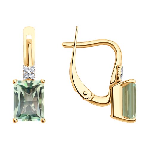 Серьги Diamant - Золото 585, Празиолит, Фианит (арт. 51-320-02423-2)