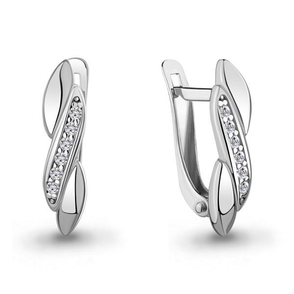 Серьги Аквамарин - Серебро 925, Фианит (арт. 400914А.5)