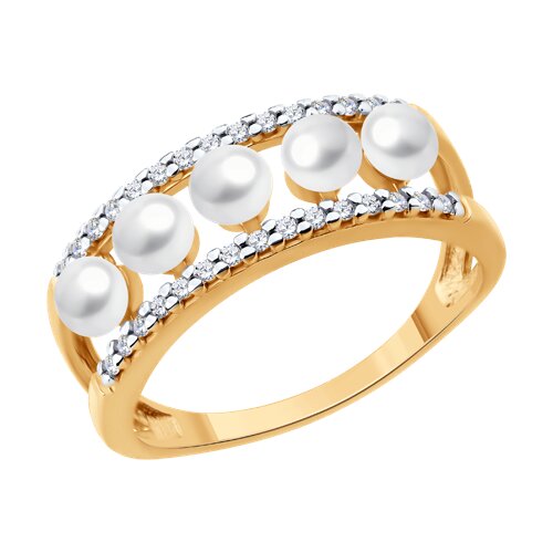 Кольцо SOKOLOV - Серебро 925, Жемчуг культивированный, Фианит (арт. 92014595)