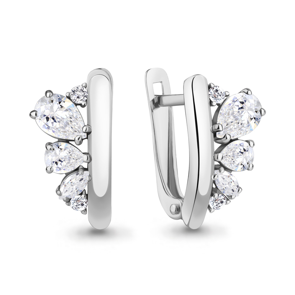 Серьги Аквамарин - Серебро 925, Фианит (арт. 49374А.5)