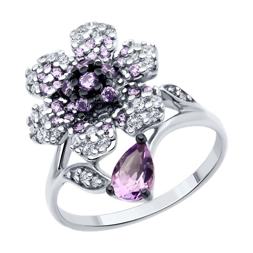 Кольцо SOKOLOV - Серебро 925, Аметист, Фианит (арт. 92014488)