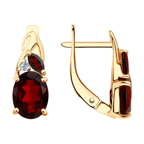 Серьги SOKOLOV - Золото 375, Гранат, Фианит (арт. 37727584)