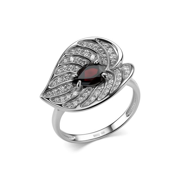 Кольцо Дар - Серебро 925, Гранат, Фианит (арт. К-5169рс40400)