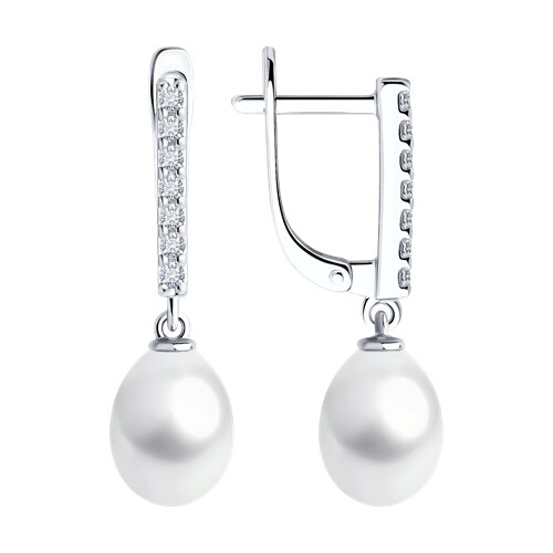 Серьги SOKOLOV - Серебро 925, Жемчуг культивированный, Фианит (арт. 92022971)