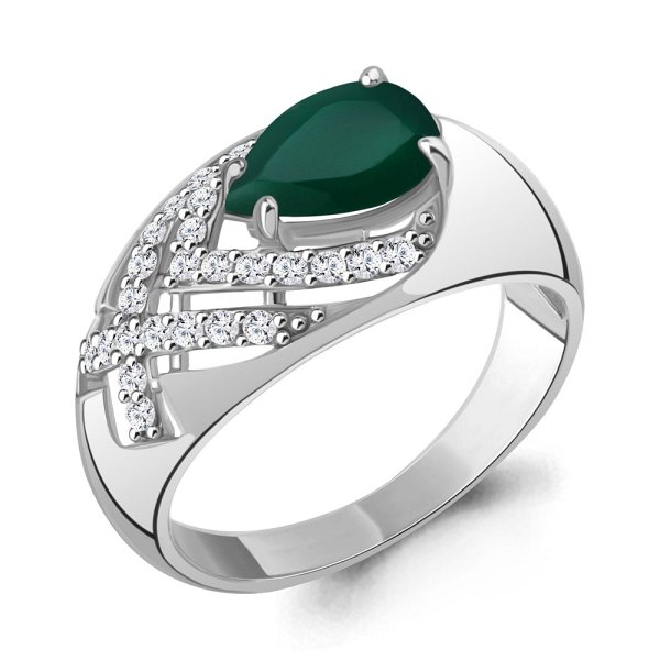 Кольцо Аквамарин - Серебро 925, Агат, Фианит (арт. 65004809А.5)