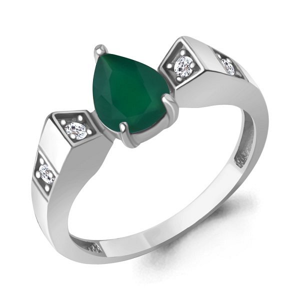 Кольцо Аквамарин - Серебро 925, Агат, Фианит (арт. 65009309А.5)