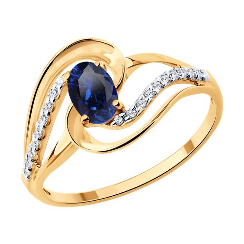 Кольцо SOKOLOV - Золото 585, Синтетический сапфир , Фианит (арт. 717353)