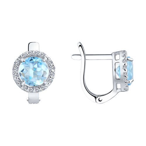 Серьги SOKOLOV - Серебро 925, Топаз, Фианит (арт. 92021162)