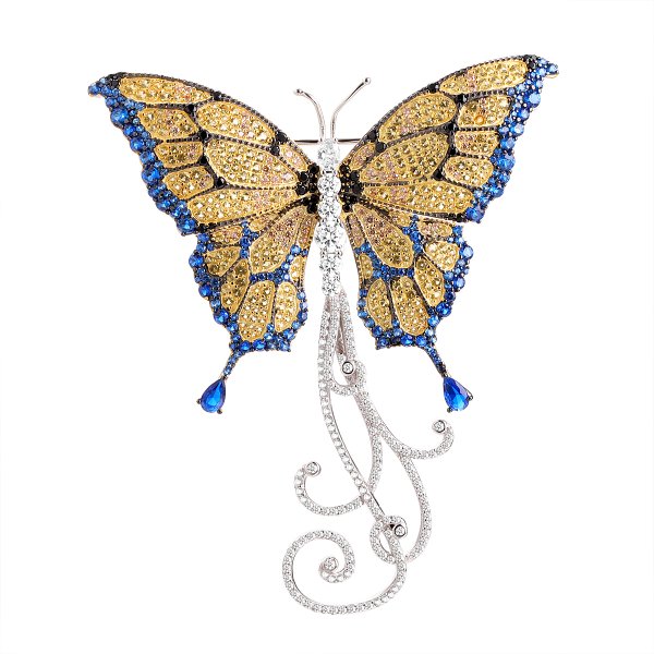 Брошь FRESH - Серебро 925, Фианит, Эмаль (арт. AB-Br01629-X-LWB-X-X-Mix)