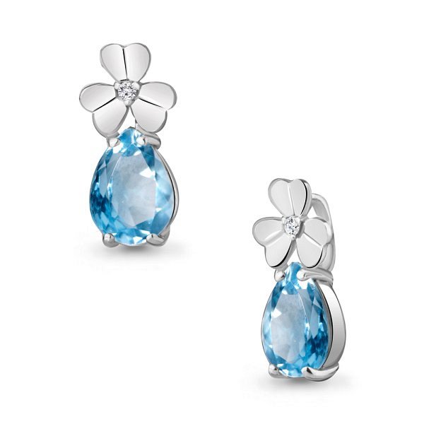 Подвеска Аквамарин - Серебро 925, Топаз, Фианит (арт. 2530405А.5)