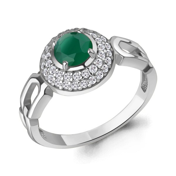 Кольцо Аквамарин - Серебро 925, Агат, Фианит (арт. 65019009А.5)