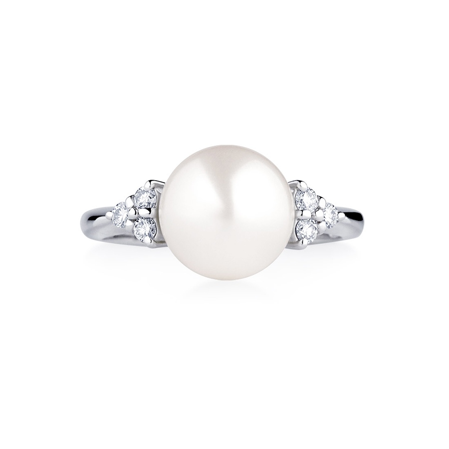 Кольцо Platinum Lab. - Платина 950, Жемчуг культивированный, Бриллиант (арт. ПК-212-02)