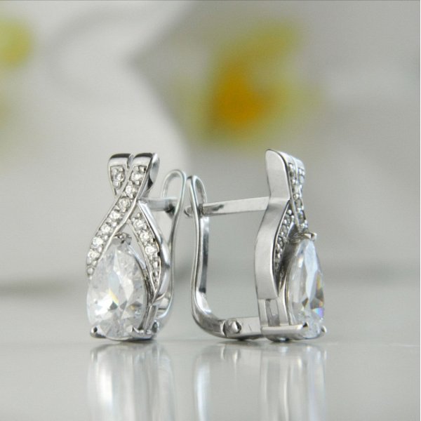 Серьги Галатея - Серебро 925, Фианит (арт. 3045.1)