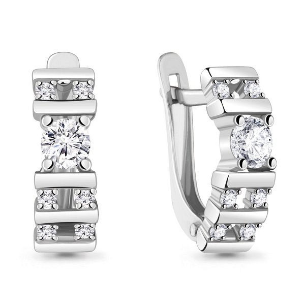 Серьги Аквамарин - Серебро 925, Фианит (арт. 48612А.5)