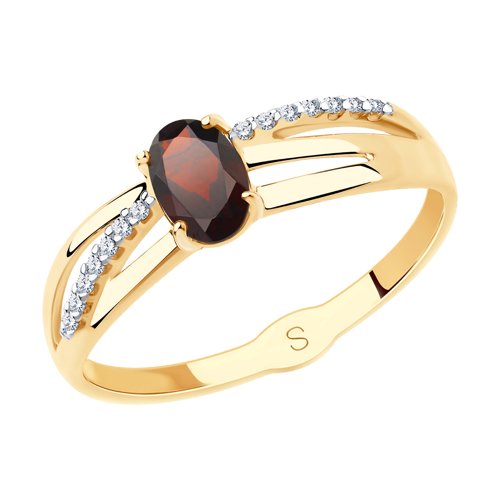 Кольцо SOKOLOV - Золото 375, Гранат, Фианит (арт. 37715610)