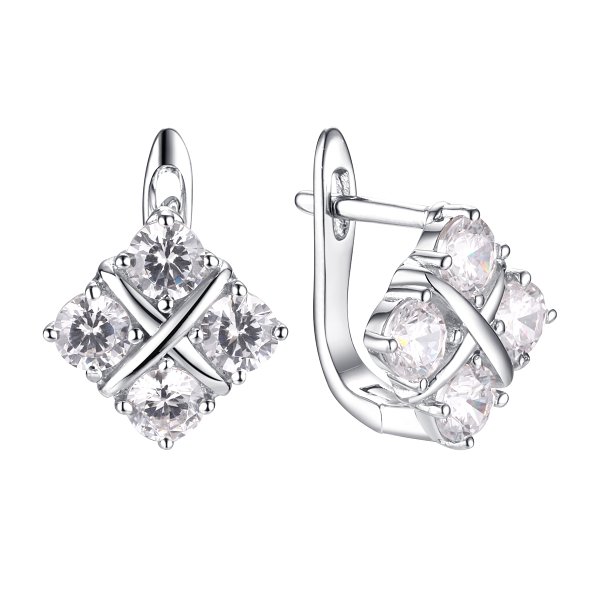 Серьги FRESH - Серебро 925, Фианит (арт. CZ-E01272-X-W-W-X-X)
