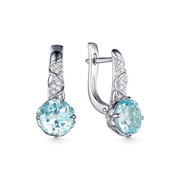 Серьги Дар - Серебро 925, Топаз, Фианит (арт. С-4067рс40200)