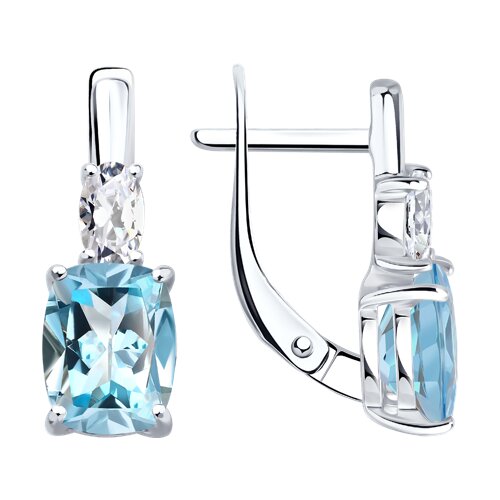 Серьги SOKOLOV - Серебро 925, Топаз, Фианит (арт. 92023173)