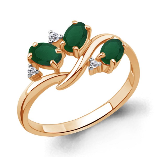 Кольцо Аквамарин - Серебро 925, Агат, Фианит (арт. 65010109А.6)