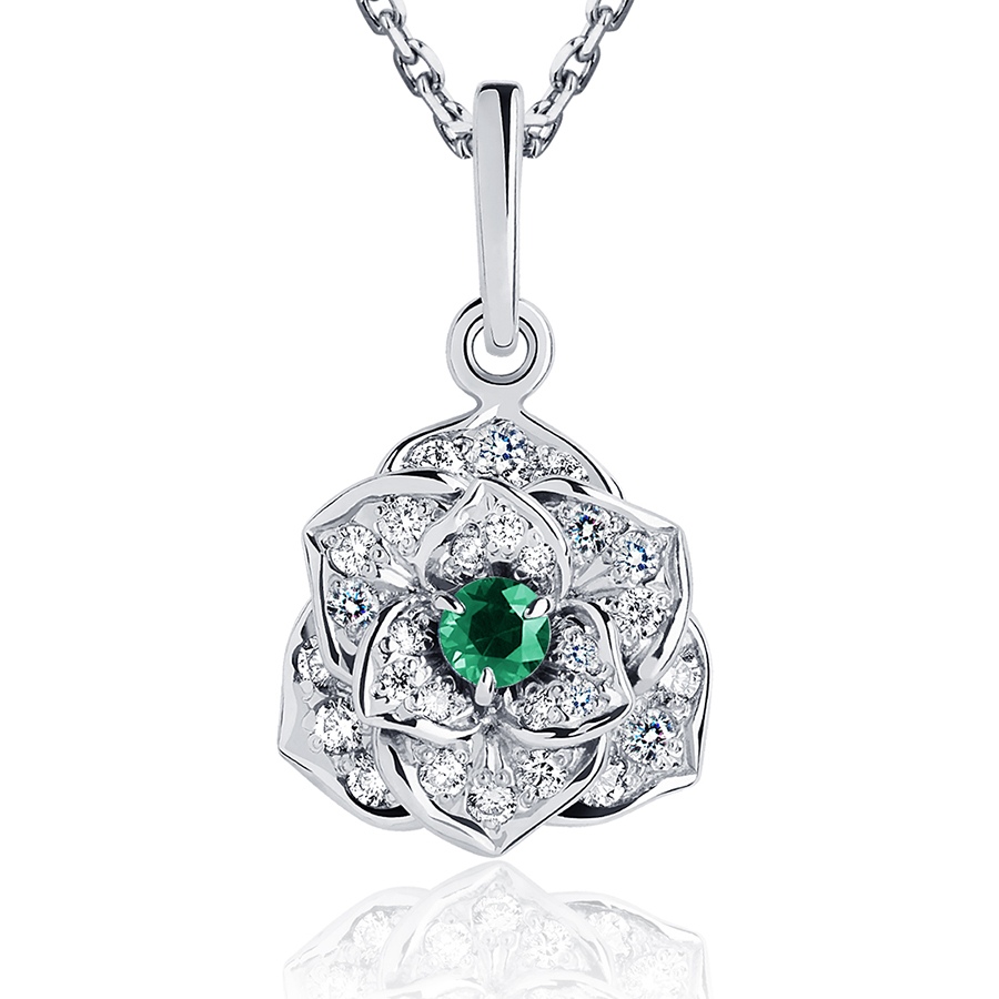 Подвеска Platinum Lab. - Платина 950, Изумруд, Бриллиант (арт. ПП-040И-02)