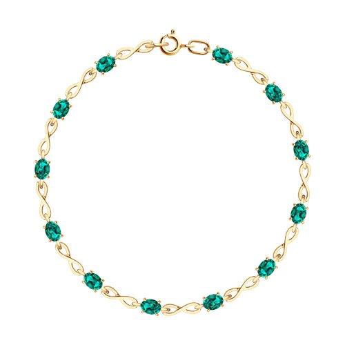 Браслет SOKOLOV - Золото 585, Синтетический изумруд (арт. 750570)