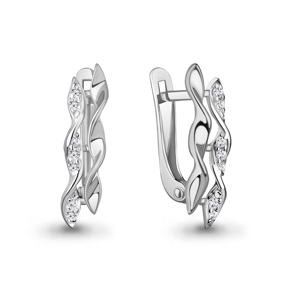 Серьги Аквамарин - Серебро 925, Фианит (арт. 400999А.5)