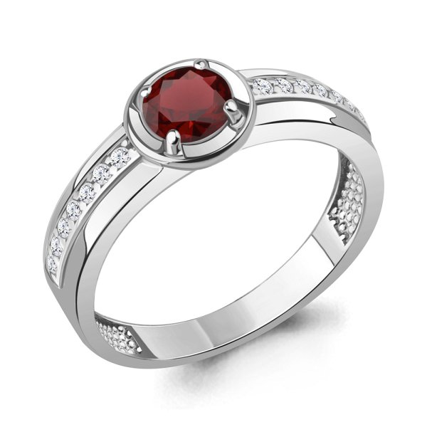 Кольцо Аквамарин - Серебро 925, Гранат, Фианит (арт. 6985203А.5)