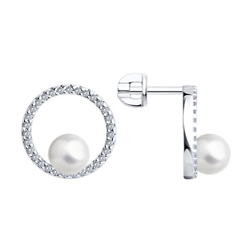 Серьги SOKOLOV - Серебро 925, Жемчуг синтетический, Фианит (арт. 94026094)