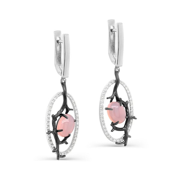 Серьги Кабаровских - Серебро 925, Оникс, Фианит (арт. 12-901-6489)