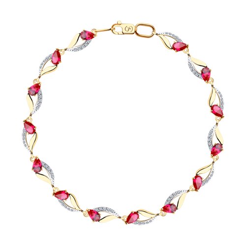 Браслет SOKOLOV - Золото 585, Синтетический рубин, Фианит (арт. 750238)
