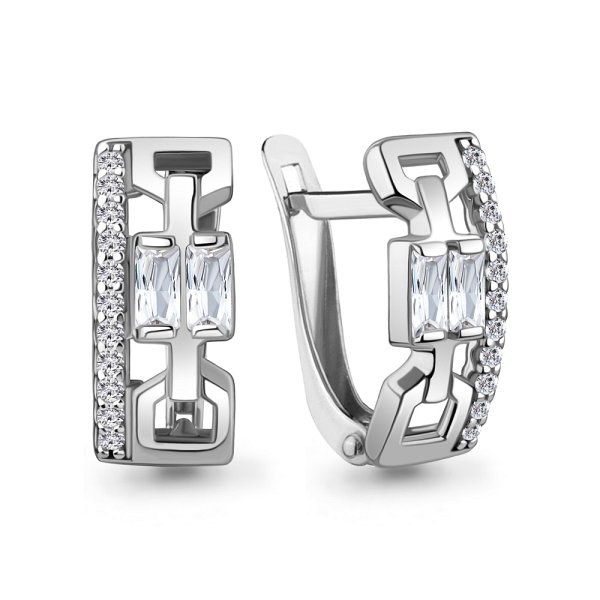 Серьги Аквамарин - Серебро 925, Фианит (арт. 400180А.5)