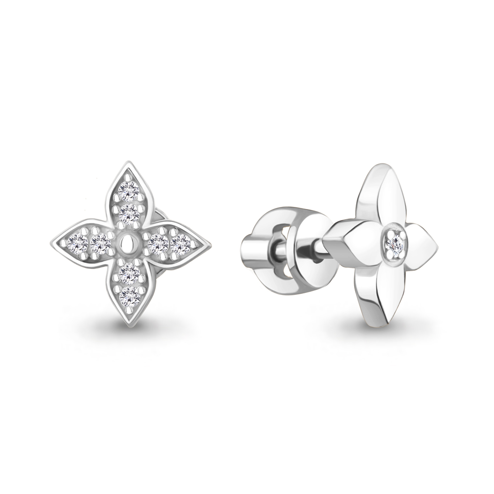 Серьги Аквамарин - Серебро 925, Фианит (арт. 401084А.5)