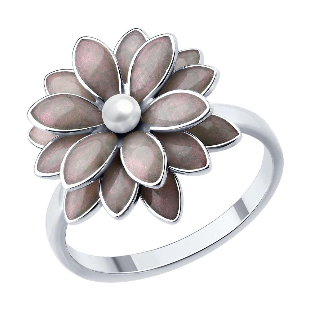 Кольцо SOKOLOV - Серебро 925, Жемчуг синтетический, Эмаль (арт. 94014648)