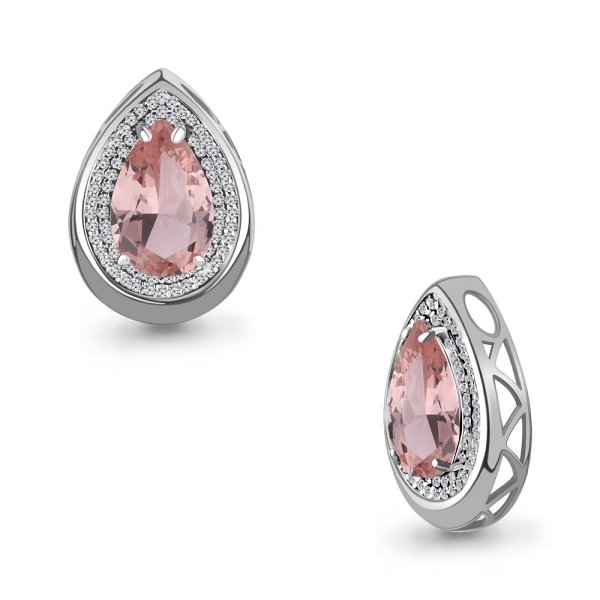 Подвеска Аквамарин - Серебро 925, Синтетический морганит, Фианит (арт. 2542590А.5)