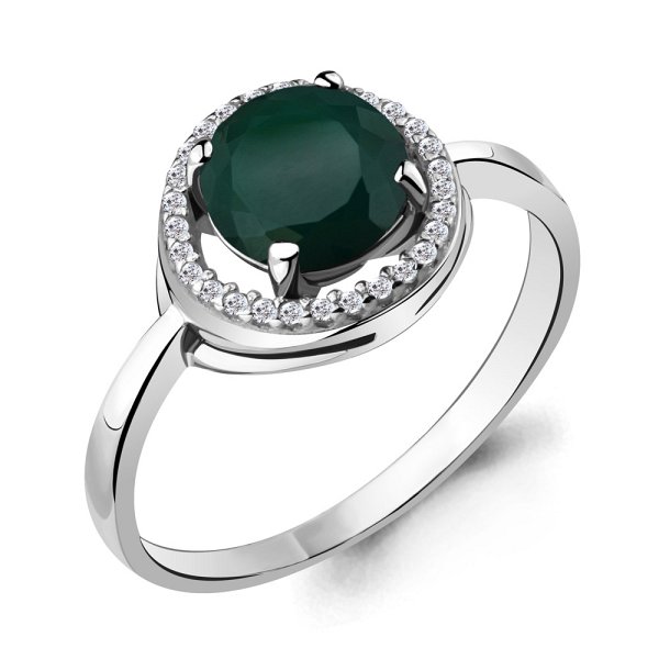 Кольцо Аквамарин - Серебро 925, Агат, Фианит (арт. 6535309А.5)